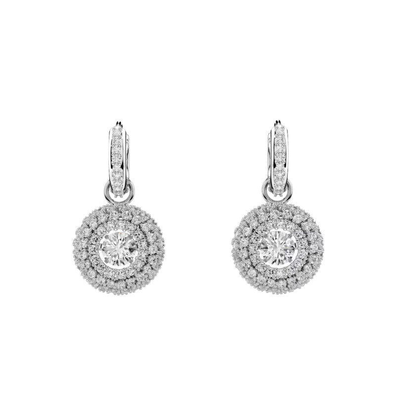 Boucles d'Oreilles Pendantes Sublima Glam en Métal Rhodié & Cristaux Blanc - 5738193 - Swarovski