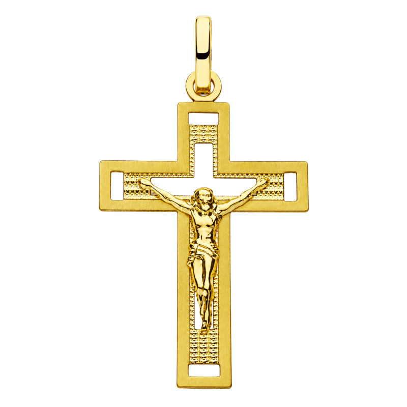 Croix Ajourée Christ en Or Jaune 750, Dimension 28 x 17 mm - Lumiosa