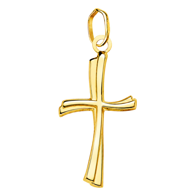 Croix Moderne Brillante en Or Jaune 750, Dimension 21 x 12 mm - Lumiosa