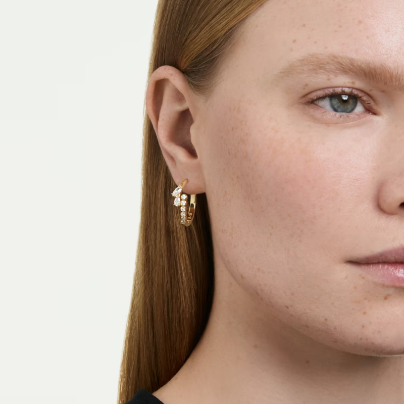 Boucles d'Oreilles Créoles Mesmera Glam en Métal Doré a l'Or Jaune 750, Diamètre 22 mm - 5761975 - Swarovski