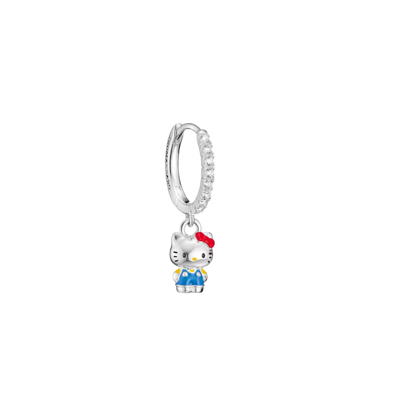 1 Boucle d'Oreille Créole Hello Kitty en Plaqué Argent, Oxydes de Zirconium & Émail - CR774-M06-7 - Thomas Sabo