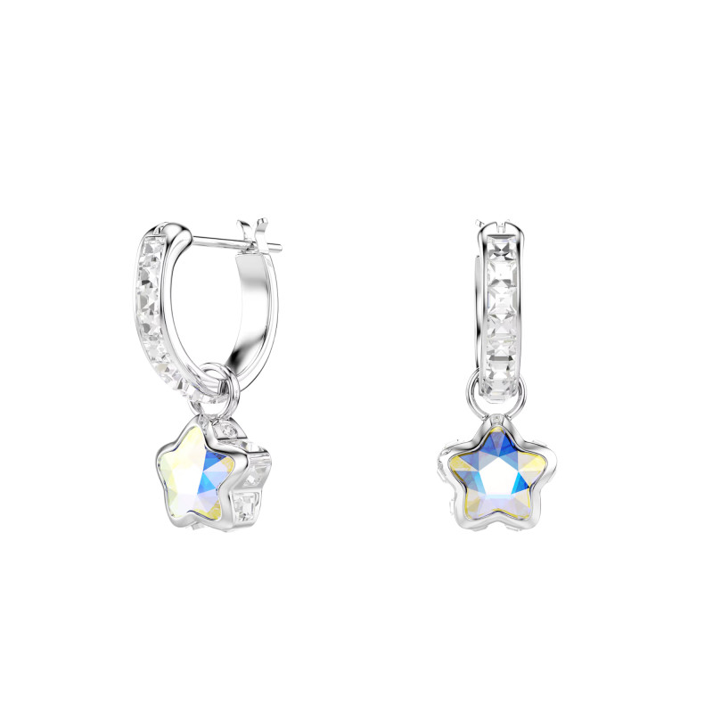 Boucles d'Oreilles Pendantes Chroma Étoiles en Métal Rhodié & Cristaux Blancs - 5754172 - Swarovski