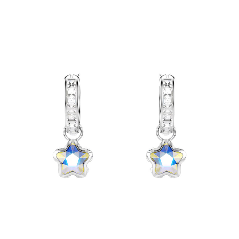 Boucles d'Oreilles Pendantes Chroma Étoiles en Métal Rhodié & Cristaux Blancs - 5754172 - Swarovski