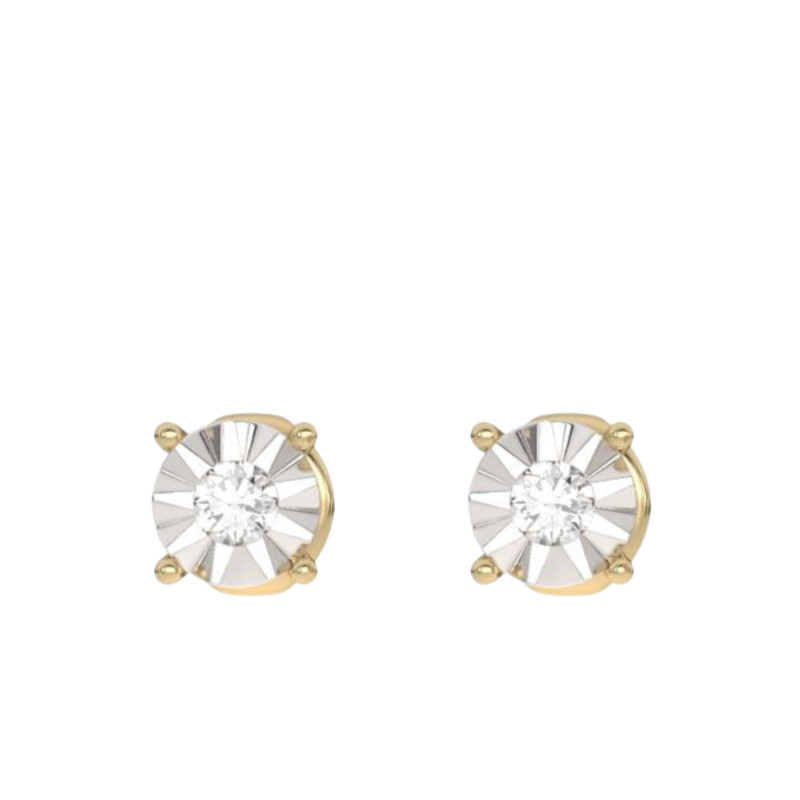 PROMO Boucles d'Oreilles Clous Solitaire en Or Jaune 375 & Diamants 0,13 ct - Diamond Lady OCARAT.COM BIJOUTERIE N°1