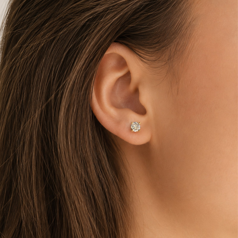 PROMO Boucles d'Oreilles Clous Solitaire en Or Jaune 375 & Diamants 0,13 ct - Diamond Lady OCARAT.COM BIJOUTERIE N°1