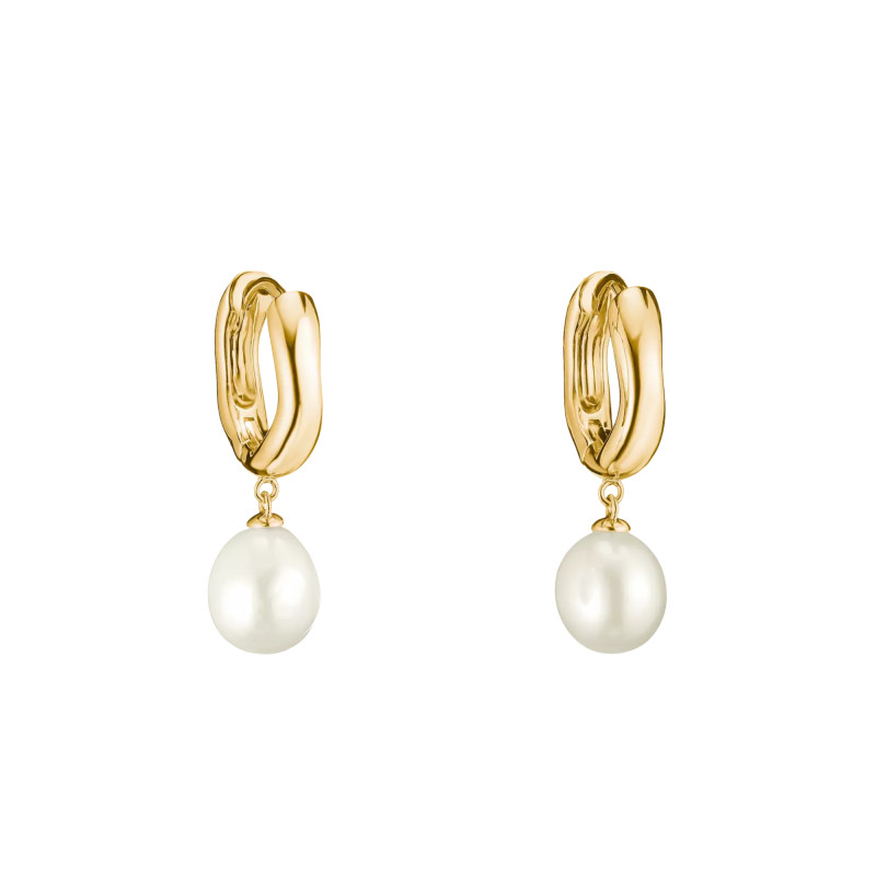 Boucles d'Oreilles Créoles Bold Elegance en Argent Doré & Perles - CR766-430-14 - Thomas Sabo