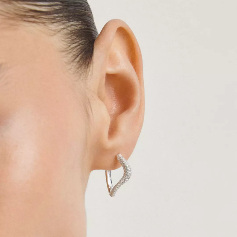 Boucles d'Oreilles Créoles Ondulées Fluid Elegance en Argent 925 & Oxydes de Zirconium - CR765-051-14 - Thomas Sabo