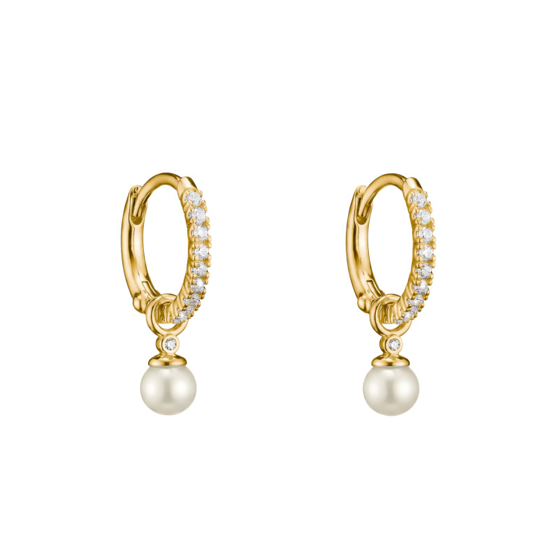 Boucles d'Oreilles Créoles Classics en Métal Doré, Perles & Oxydes de Zirconium - CR702-M01-14 - Thomas Sabo