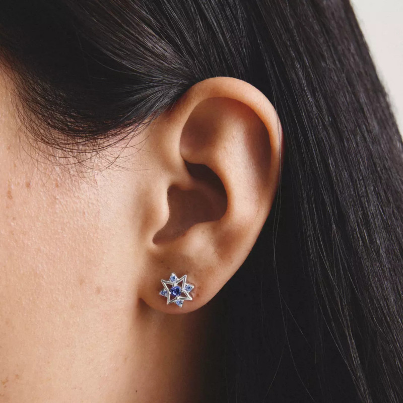 Boucles d'Oreilles Midnight Sky Étoile en Argent 925, Cristaux & Oxydes de Zirconium Bleus - H2380-166-1 - Thomas Sabo